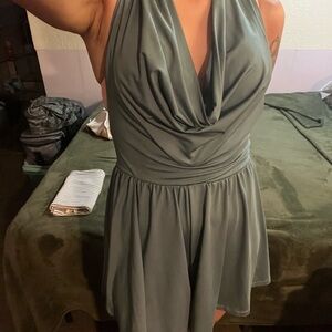 Elegant Green Halter Dress